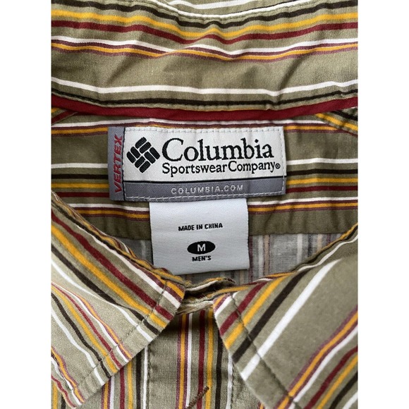 Columbia Vertex Men’s Brown Stripes Buttom Up Long Sleeve Shirt Size Medium - Picture 4 of 6